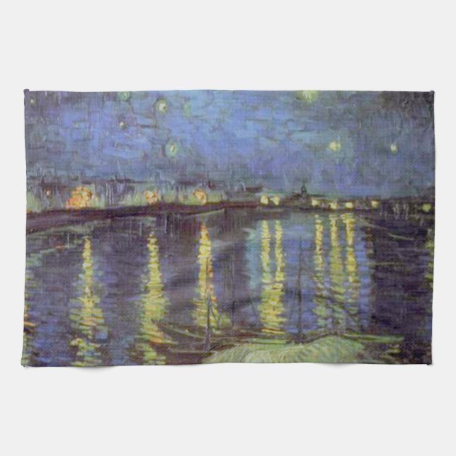 Van Gogh's Starry Night Painting Tea Towel (Horizontal)