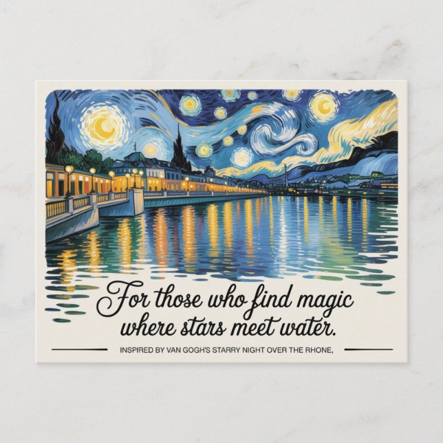 Van Gogh's Starry Night Rhone Art Inspired Postcard (Front)