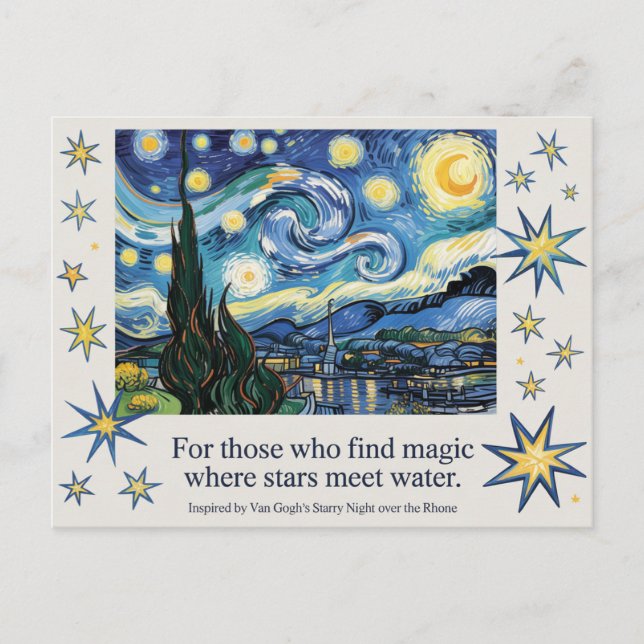 Van Gogh's Starry Night Rhone Art Inspired Postcard (Front)