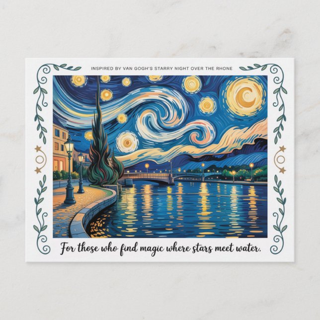 Van Gogh's Starry Night Rhone Art Inspired Postcard (Front)