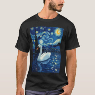 Van Gogh's Starry Night Swan Elegant Glider Animal T-Shirt