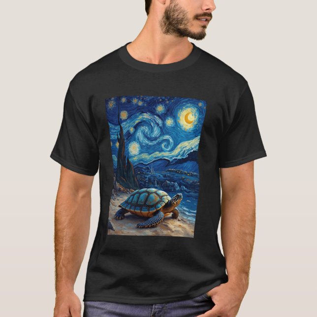 Van Gogh's Starry Night Turtle Shell Traveller Ani T-Shirt (Front)