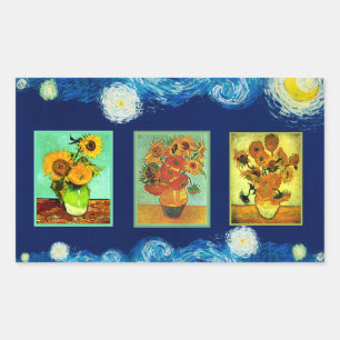 Van Gogh's Sunflower Series Rectangular Sticker