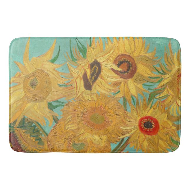 Van Gogh's Sunflowers Bath Mat (Front)