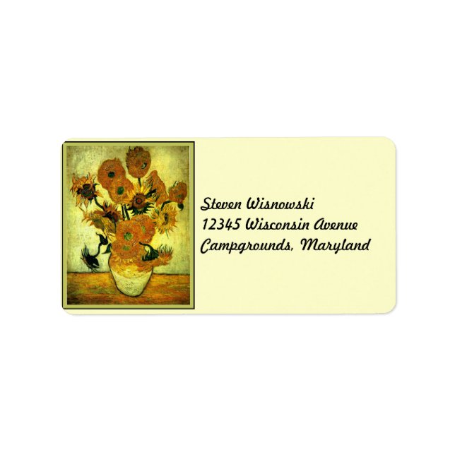 Van Gogh's Sunflowers, popular painting, Label (Front)