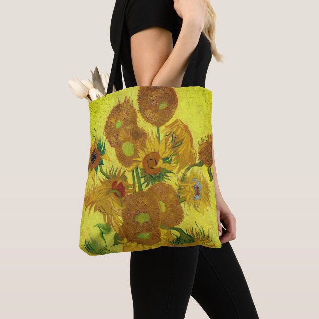Van Gogh's Sunflowers Vintage Fine Art Tote Bag (Close Up)