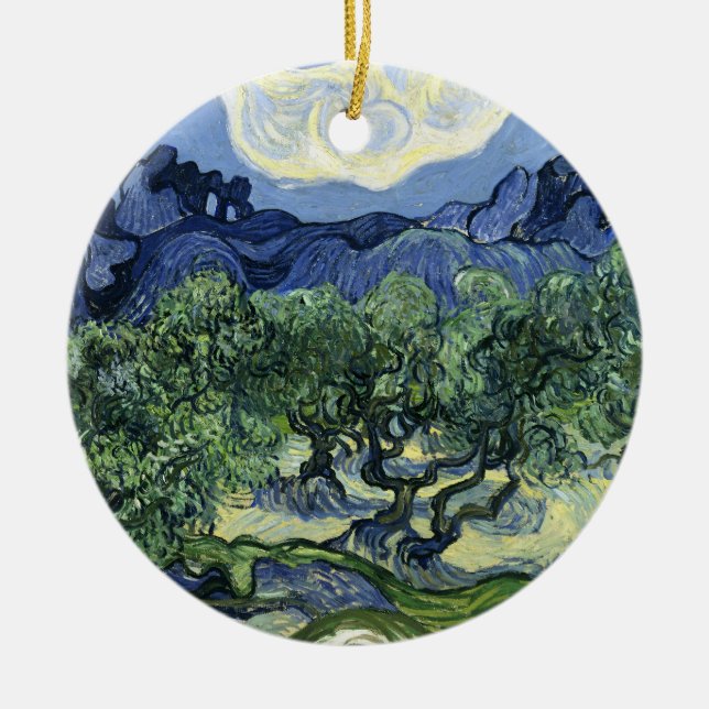 Van Gogh's The Olive Trees Landscape Painting Ceramic Tree Decoration (Front)