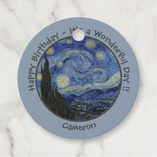 van Gogh's The Starry Night Party Items Collection Favour Tags