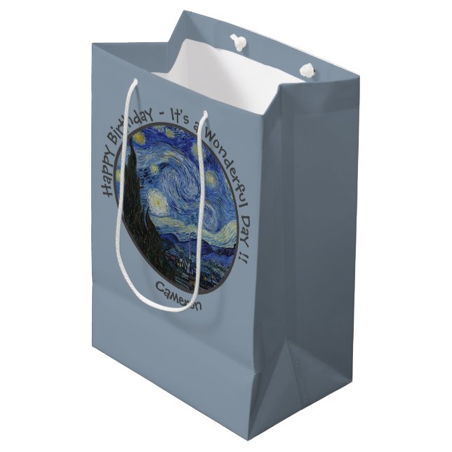 van Gogh's The Starry Night Party Items Collection Medium Gift Bag (Front Angled)