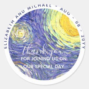 Van Gough Starry Night Thank You Favour Classic Round Sticker