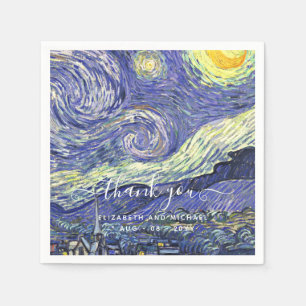 Van Gough Starry Night Thank You Wedding Napkin