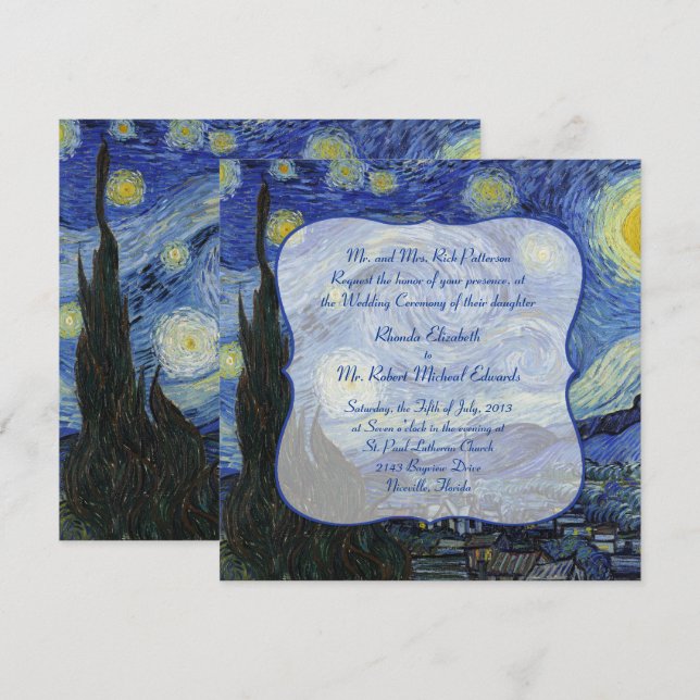 Van Gough Starry Night Wedding Invitation (Front/Back)