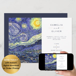 Van Gough Starry Night Wedding Invite QR Code RSVP