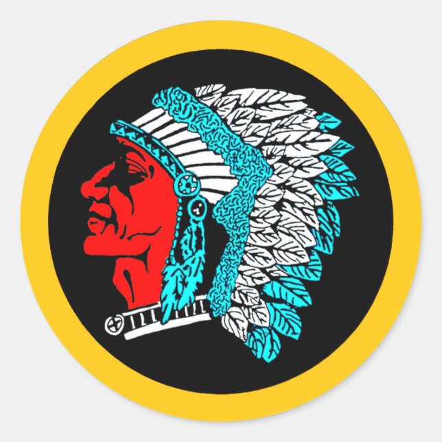 Van Heutsz Indian Head sticker, classic model Round Sticker (Front)