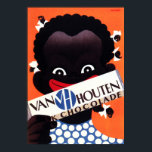 Van Houten Chocolates Food Drinks Vintage Art Deco Poster<br><div class="desc">High res reproduction,  Photoshop corrected for sharp prints and vibrant crisp colours,  best effort digital repaired for tears,  dirt and filled in missing elements. Van Houten Chocolates Food Drinks Vintage Art Deco Poster.</div>