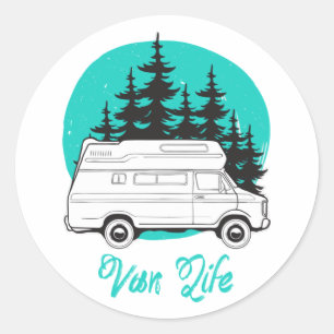 VAN LIFE Nomad Adventure Travel Camping Lifestyle Classic Round Sticker