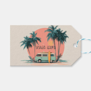 Van Life – Retro Beach Camper Art Gift Tags