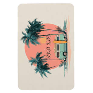 Van Life – Retro Beach Camper Art Magnet