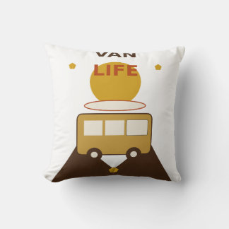 Van Life Retro Camper Van, Boho Surf Adventure Cushion