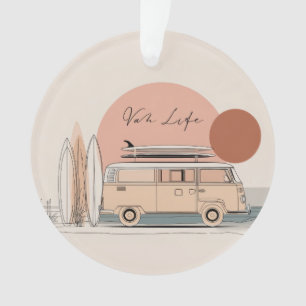 Van Life Surf Van – Retro Beach Camper Aesthetic  Ornament