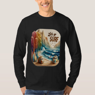 Van Parked With Surfboards on Sandy Shore T-Shirt