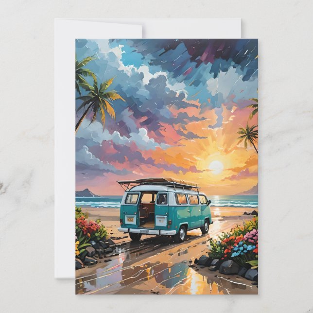 Van Scene On Beach A Holiday Card (Front)