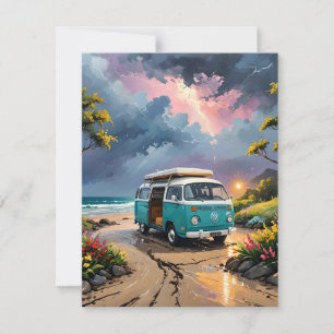Van Scene On Beach C Holiday Card