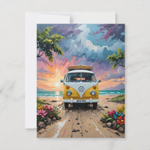 Van Scene On Beach E Holiday Card