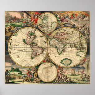 van Schagen  World Map 1680 Poster