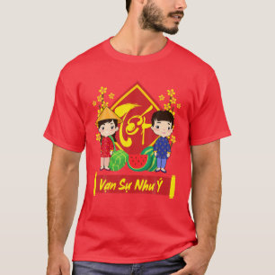 Van Su Nhu Y   Vietnamese New Year Red Kids Ao Dai T-Shirt