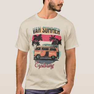 Van Summer Exploring Beach Holiday Vintage Sunset T-Shirt