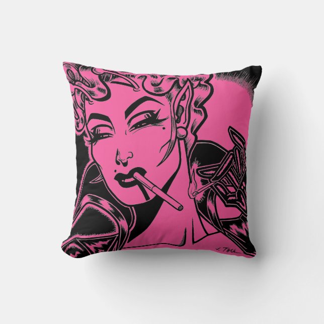 Vana DeVinyl™/Bad Girl Throw Pillow (Front)