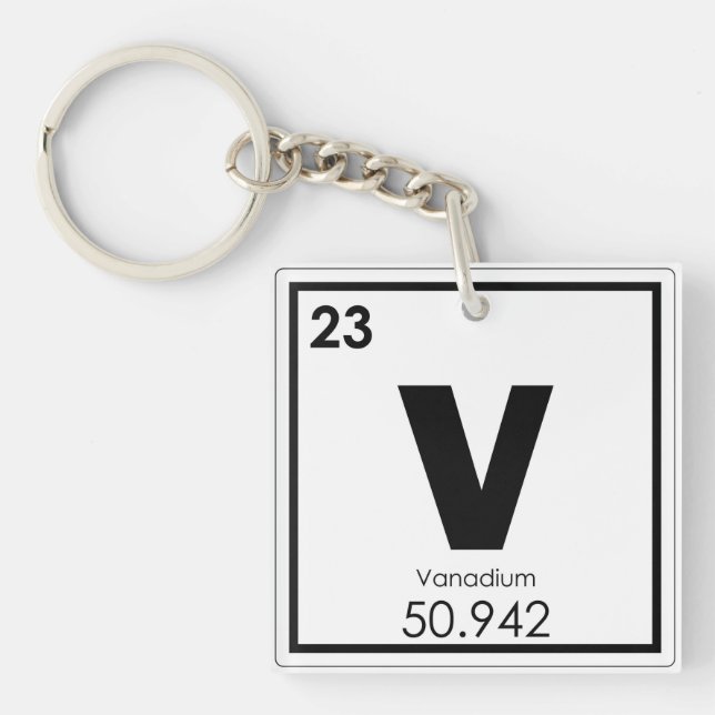 Vanadium chemical element symbol chemistry formula key ring (Front)