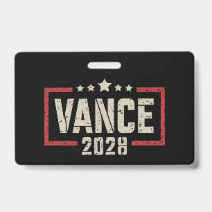 Vance 2028 President Election Campaign US Flag ID Badge