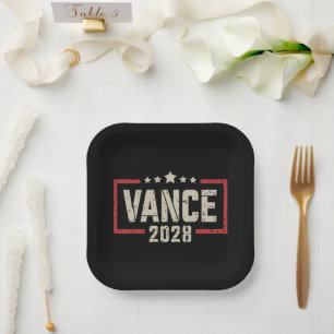 Vance 2028 President Election Campaign US Flag Paper Plate
