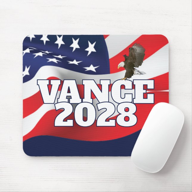 Vance 2028 Text With Flag and Bald Eagle Mouse Mat (With Mouse)