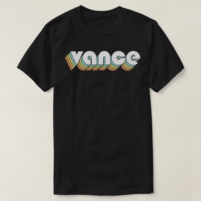 Vance Retro Rainbow Typography Faded Style T-Shirt (Design Front)