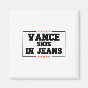 Vance Skis In Jeans Funny Skiing Anti Jd Vance Quo Magnet