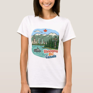 Vancouver BC Canada Cute Skyline Totem Pole T-Shirt