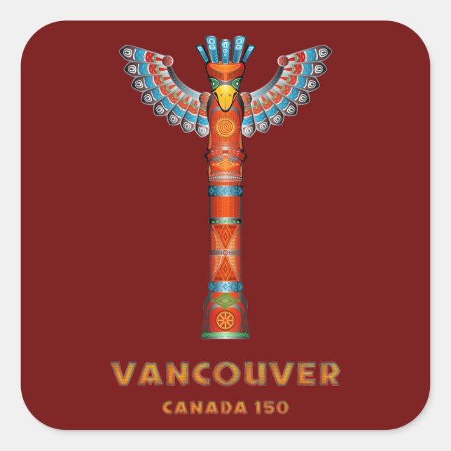 Vancouver (BC) Canada - Totem Pole Square Sticker (Front)