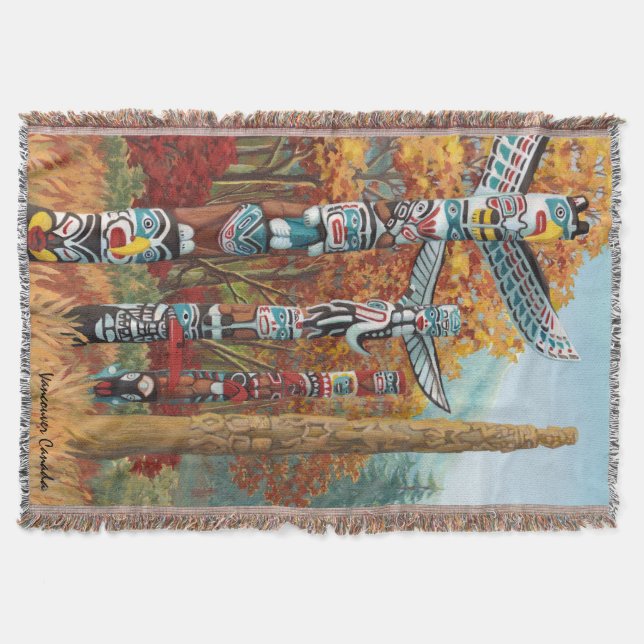 Vancouver Blanket Vancouver Totem Pole Souvenirs (Front)