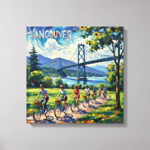 Vancouver Bridge and Seawall Scene Canvas Print