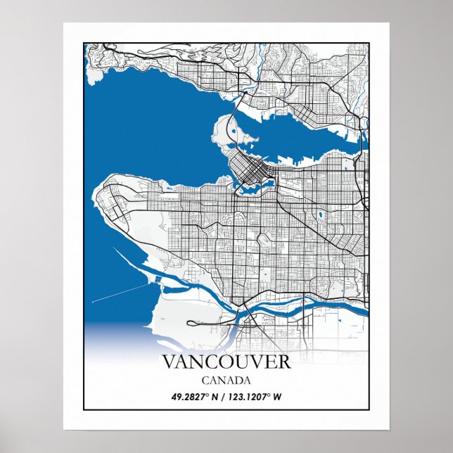 Vancouver British Columbia Canada Travel City Map Poster (Front)