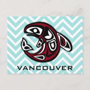 Vancouver British Columbia Nautical Orca Whale Art Postcard