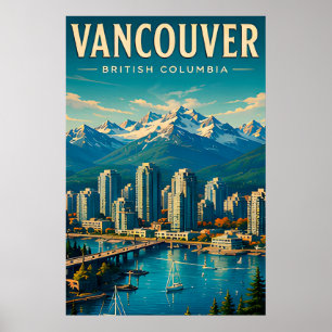 🏔️ Vancouver British Columbia Travel Retro Poster