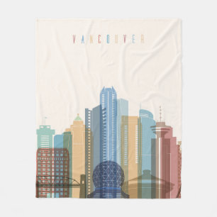 Vancouver, Canada City Skyline Fleece Blanket