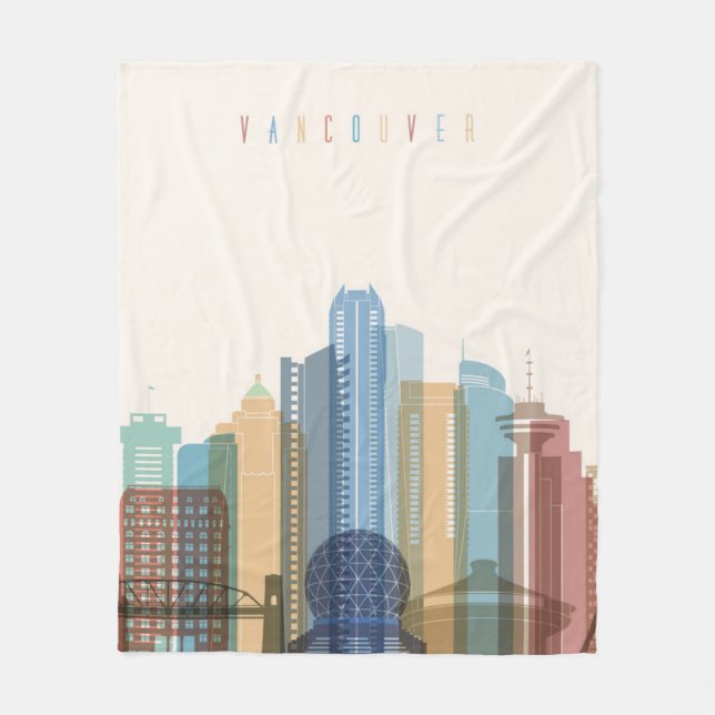 Vancouver, Canada | City Skyline Fleece Blanket (Front)