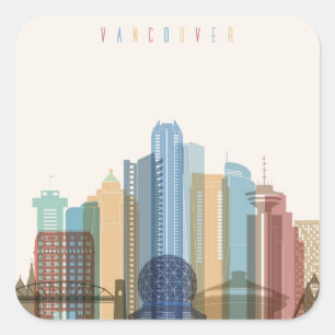 Vancouver, Canada   City Skyline Square Sticker