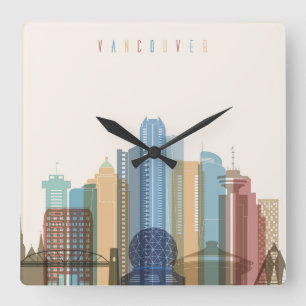 Vancouver, Canada City Skyline Square Wall Clock