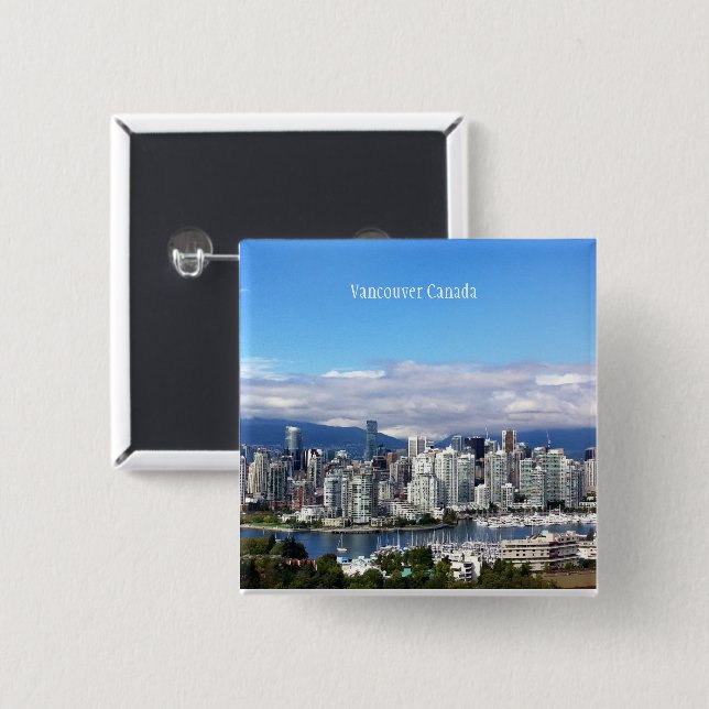 Vancouver Canada Skyline 15 Cm Square Badge (Front & Back)